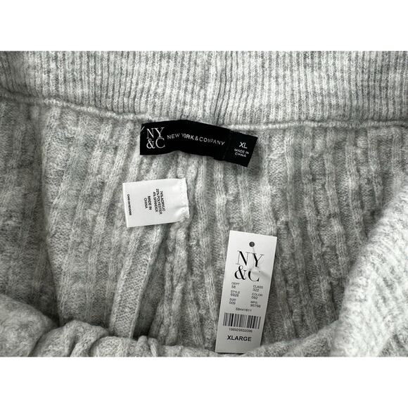 New York & Co Knit Lounge Set Sz XL Cableknit Soft Grey Tank Wide Leg Pants New - Picture 14 of 16